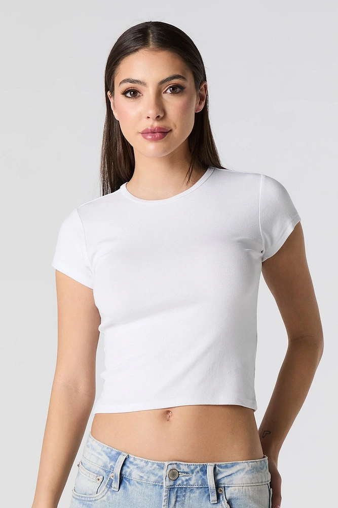 Cropped Ribbed T-Shirt