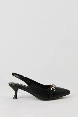 Rhinestone Pointed Toe Slingback Kitten Heel