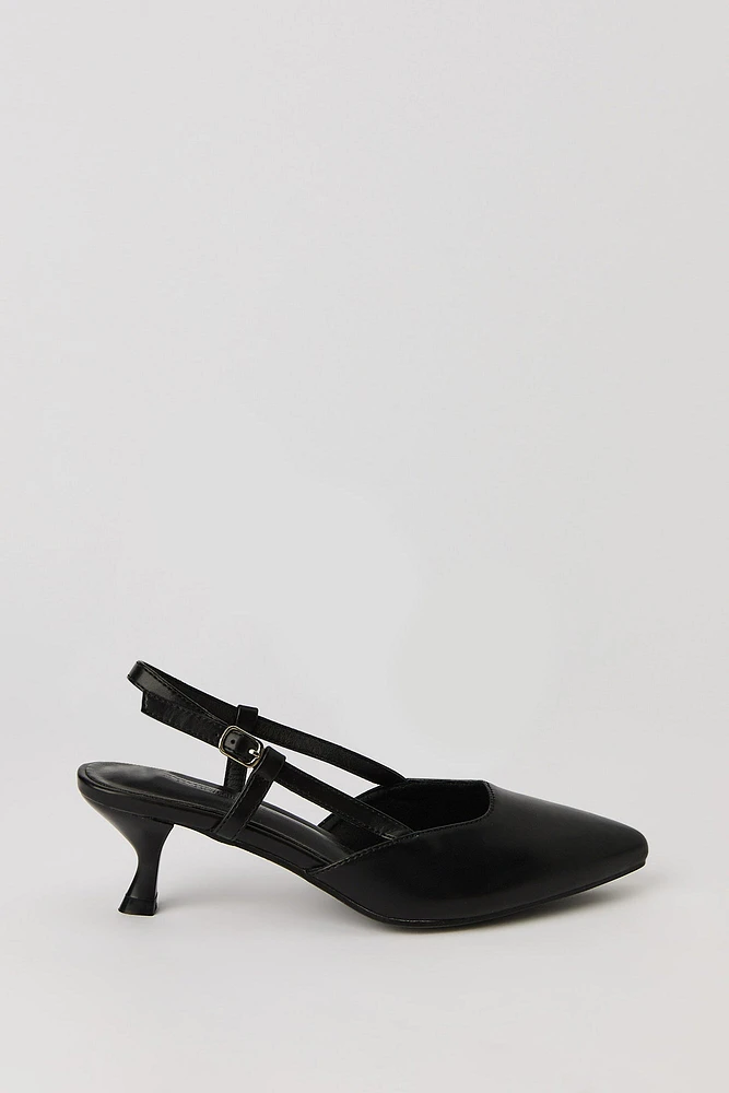Pointed Toe Slingback Kitten Heel