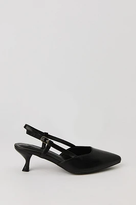 Pointed Toe Slingback Kitten Heel