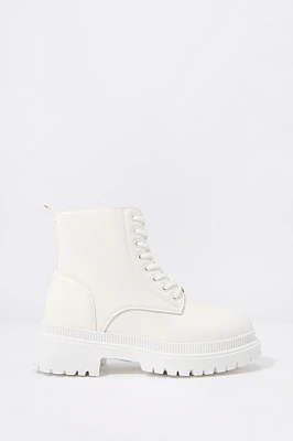 Faux-Leather Lace Up Boot