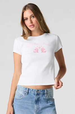 T-shirt côtelé imprimé