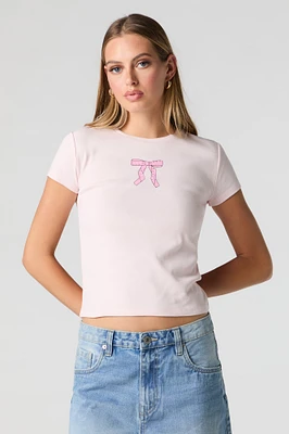 T-shirt côtelé imprimé