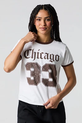 T-shirt à liséré contrastant avec imprimé