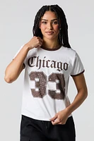 T-shirt à liséré contrastant avec imprimé