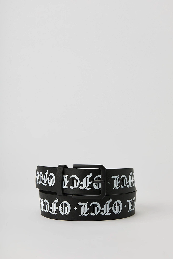 Gothic Text Faux Leather Belt