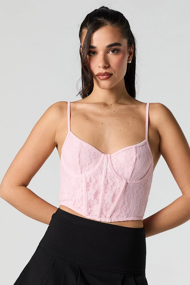 Lace Lace-Up Back Corset Top