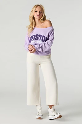 Fleece Cropped Wide Leg Sweatpant
