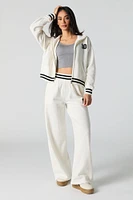 10 Embroidered Fleece Wide Leg Sweatpant