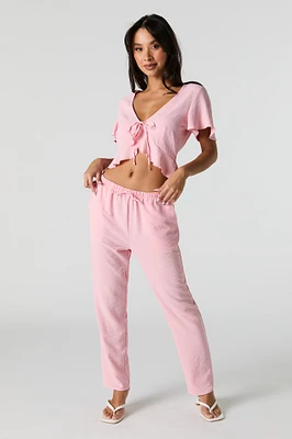 Pantalon fluide à jambe droite avec taille coulissante