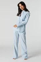 Textured Striped Wide Leg Pant
