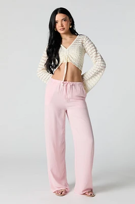Pantalon à jambe large avec taille coulissante