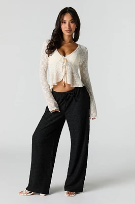 Pantalon en tricot texturé à jambe large