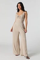 Smocked Waist Wide Leg Jumpsuit