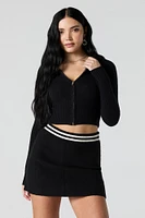 Striped Waist Knit Mini Skirt