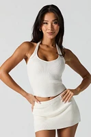 Minijupe-short en tricot côtelé
