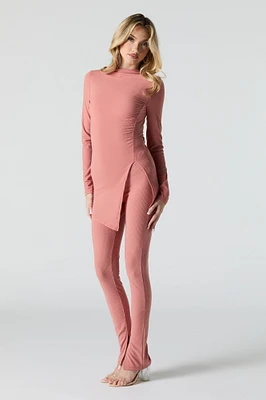 Ribbed Slit Legging