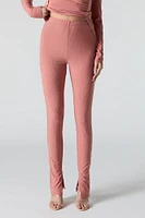 Ribbed Slit Legging