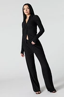Pantalon à jambe large texturé