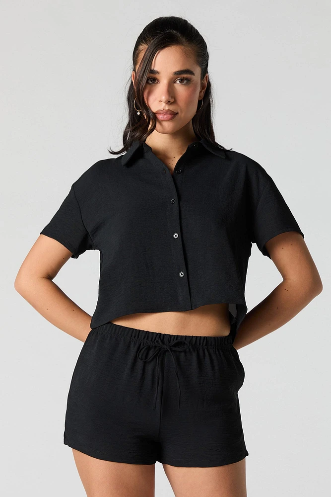 Short mi-taille avec taille coulissante