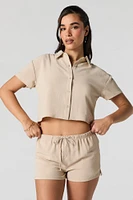 Short mi-taille avec taille coulissante