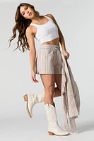 Poplin Striped Drawstring Short