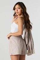 Poplin Striped Drawstring Short