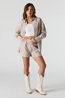 Poplin Striped Drawstring Short