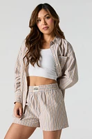 Poplin Striped Drawstring Short