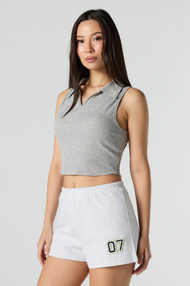 Short en molleton avec motif brod