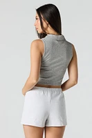 Embroidered Fleece Short