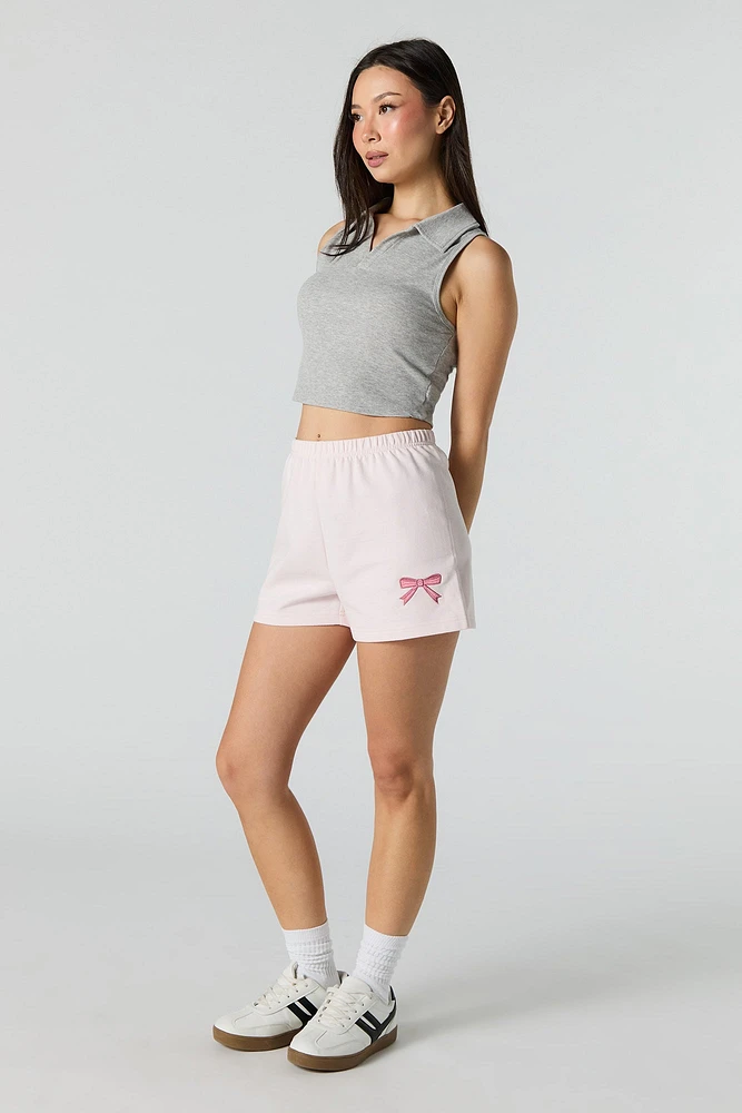 Embroidered Fleece Short