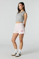 Embroidered Fleece Short