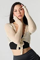 Cardigan avec attache en tricot ouvert festonné