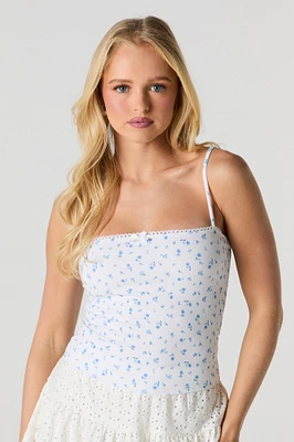 Ribbed Lace Trim Cami