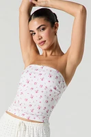 Ribbed Rosette Tube Top