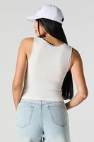 Seamless Ribbed Scoop Neck Lace Trim Tank