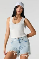 Seamless Ribbed Scoop Neck Lace Trim Tank