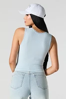 Seamless Ribbed Scoop Neck Lace Trim Tank