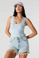 Seamless Ribbed Scoop Neck Lace Trim Tank