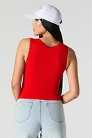 Seamless Ribbed Scoop Neck Lace Trim Tank