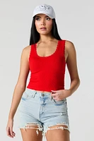 Seamless Ribbed Scoop Neck Lace Trim Tank