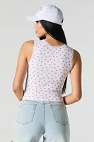 Seamless Ribbed Scoop Neck Lace Trim Tank
