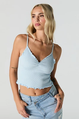 Ribbed V-Neck Lettuce Edge Cami