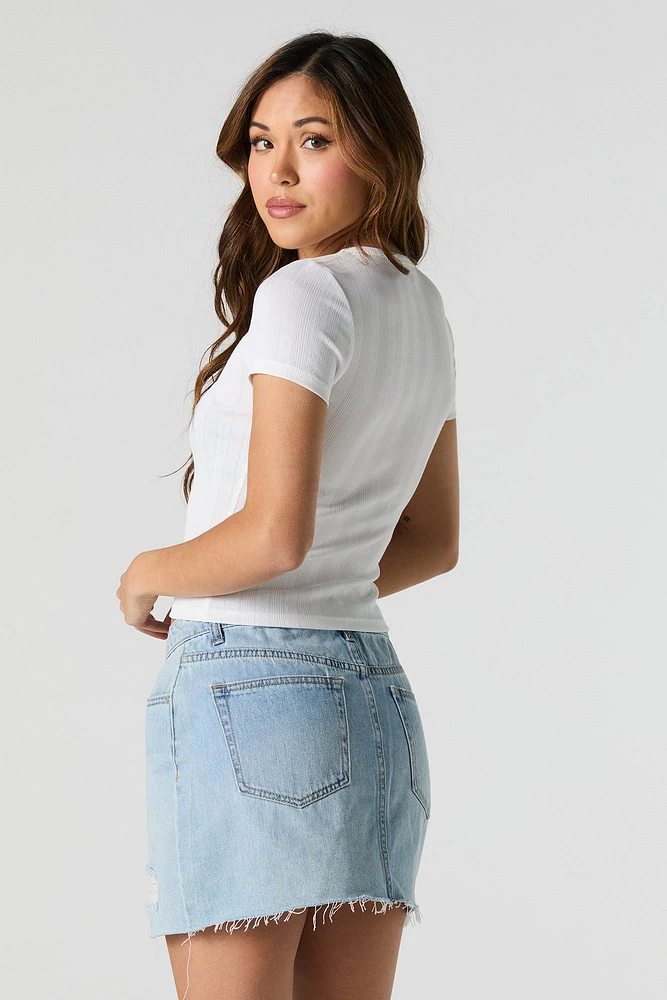 Pointelle Knit Rosette Baby T-Shirt