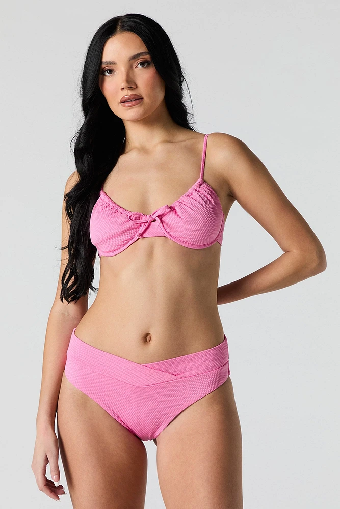 Culotte de bikini texturée croisée