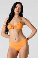 Culotte de bikini texturée croisée