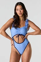 Keyhole Cut-Out Ruffle Strap One Piece Swimsuit