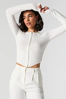 Zip-Up Curved Hem Sweater