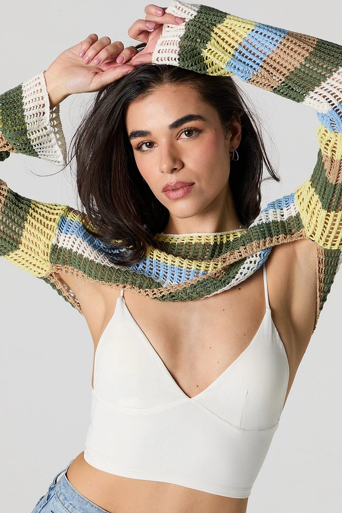 Chandail ultracourt en tricot ajouré